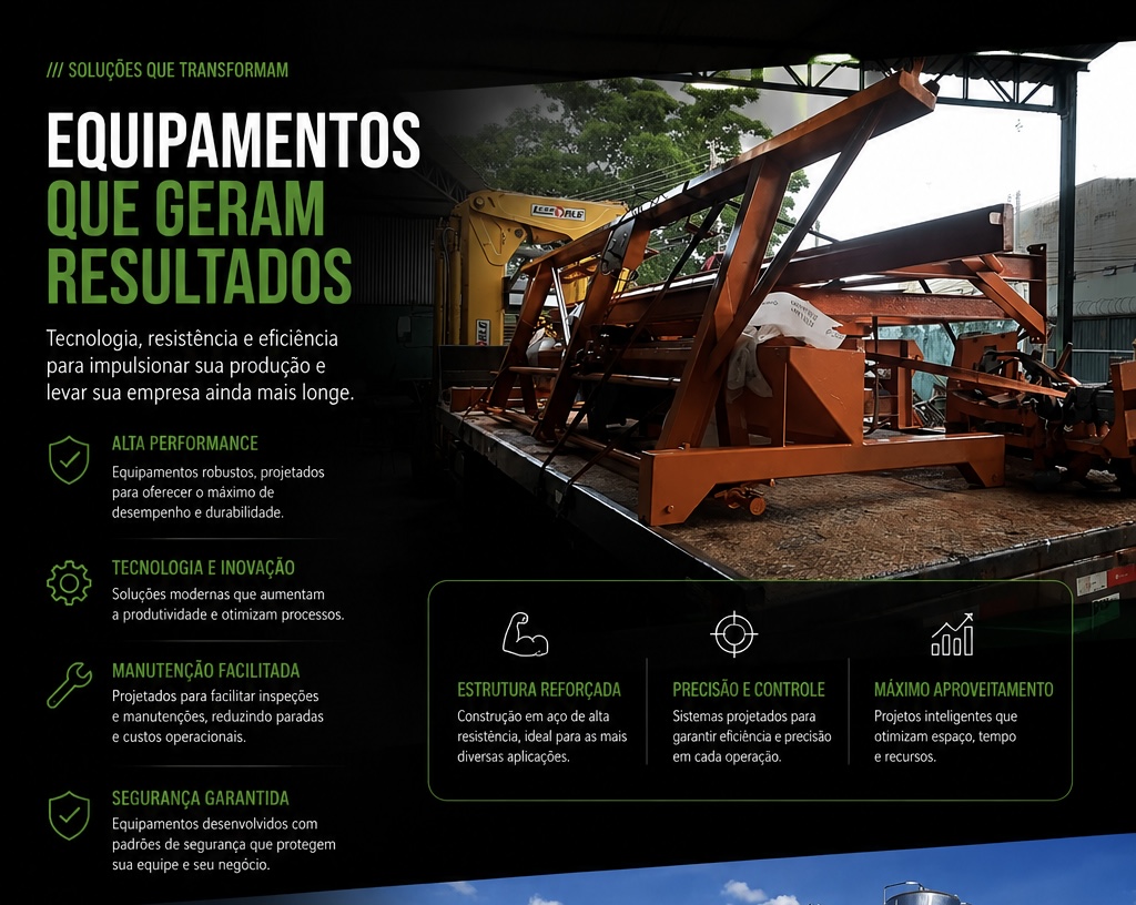 Equipamentos sobre caminhão fabricada pela DGS Tornearia