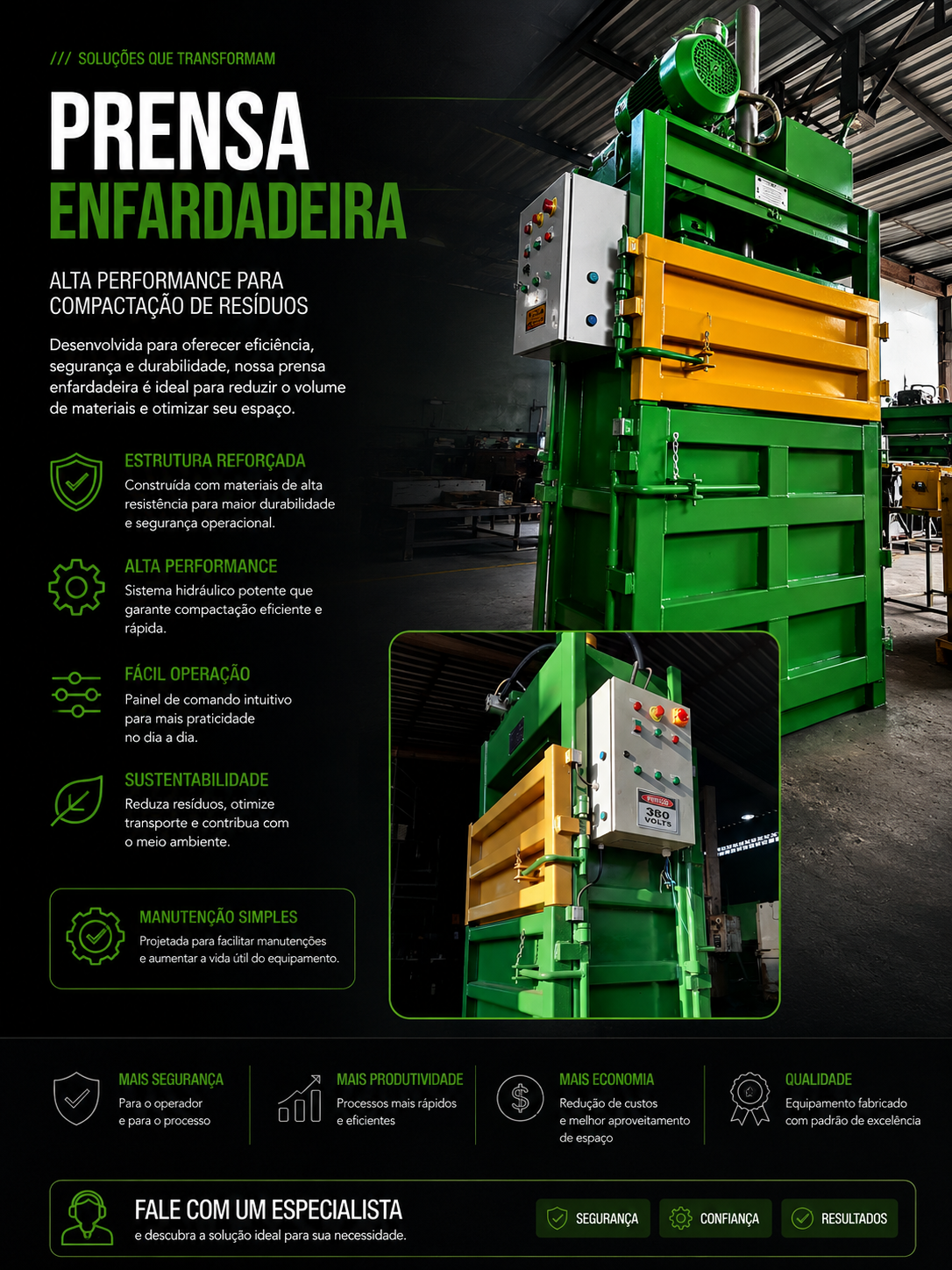 Prensa Enfardadeira fabricada pela DGS Tornearia